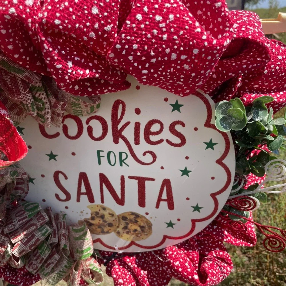 Cookies for Santa Christmas Wreath‎ Holiday Decoration Front Door Decor
